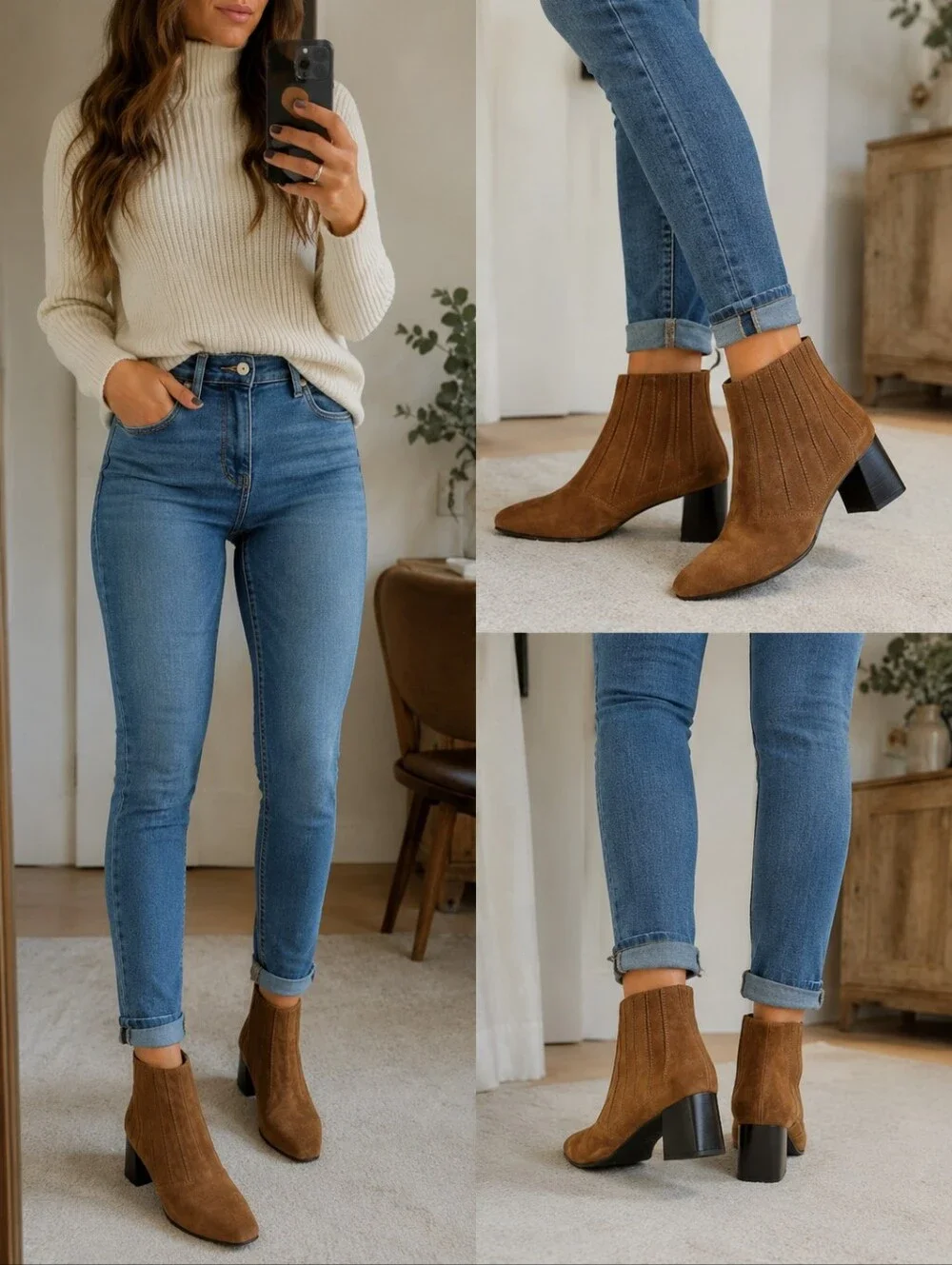 NIB Italeau Jane Waterproof Brown Suede Leather Ankle Booties EU 36 US 5.5-6 Han